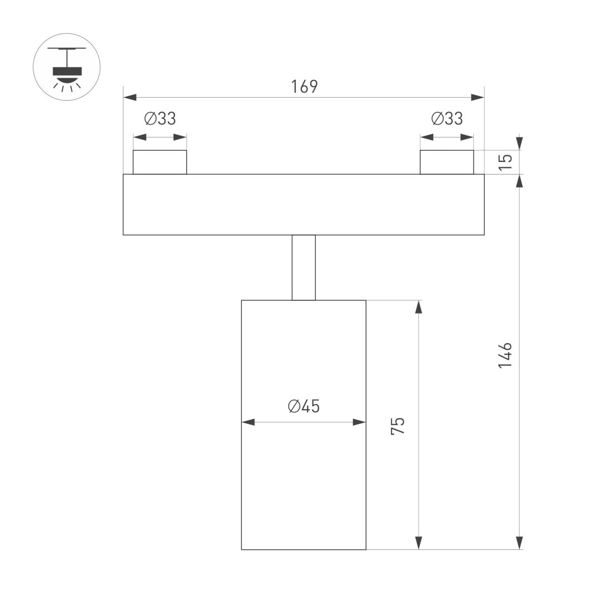 Трековый светильник Arlight ART-INBELT-SPOT-R45-7W Day4000-MIX (BK, 25 deg, 48V, DALI) 051350
