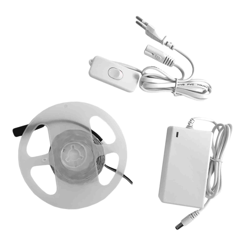 Комплект светодиодной ленты Apeyron 12В 4,8Вт/м smd3528, 60д/м IP20 220Лм/м 2,5м 6500К (адаптер питания, коннектор)  SL-07