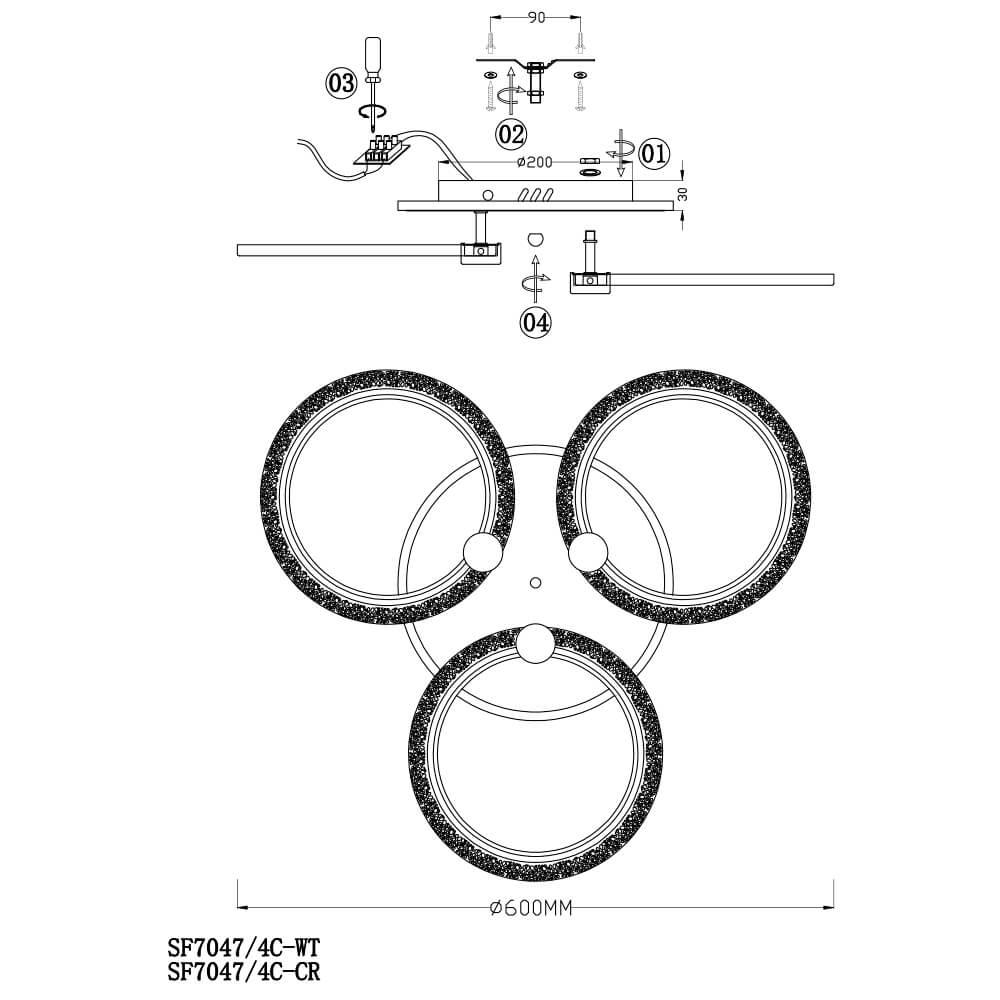 Потолочная светодиодная люстра Seven Fires Izeo SF7047/4C-WT