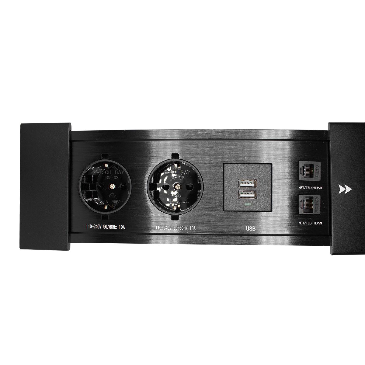 Блок розеток JX (Slide Top) (2 секции RJ-45 + 2 USB с кабелем питания) Mebax 00-00002891