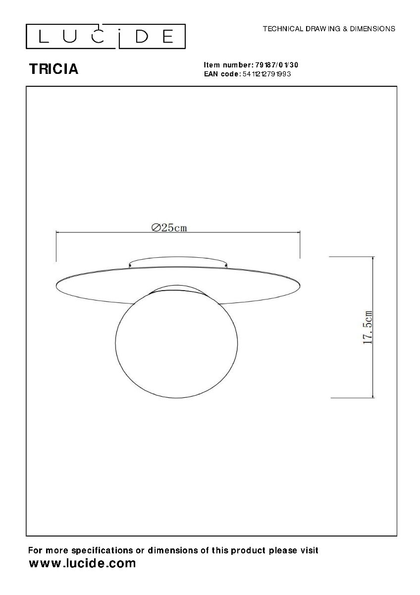 Потолочный светильник Lucide Tricia 79187/01/30
