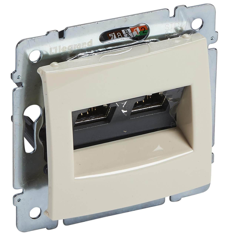 Розетка компьютерная 2хRJ45 Legrand Galea Valena STP 10 GIGA слоновая кость 774173