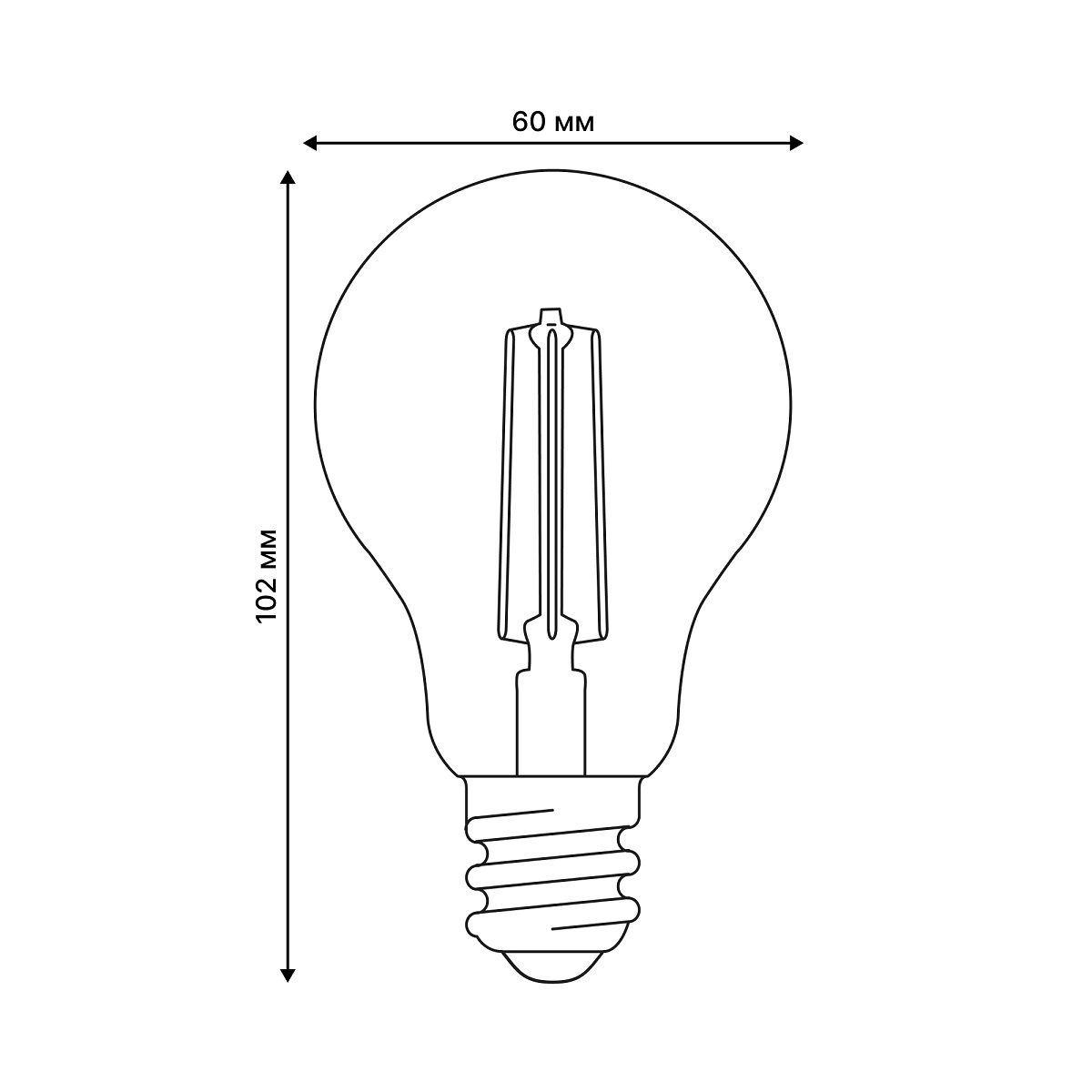 Лампа светодиодная филаментная (UL-00002355) Uniel E27 6W 2250K прозрачная LED-A60-6W/GOLDEN/E27 GLV21GO