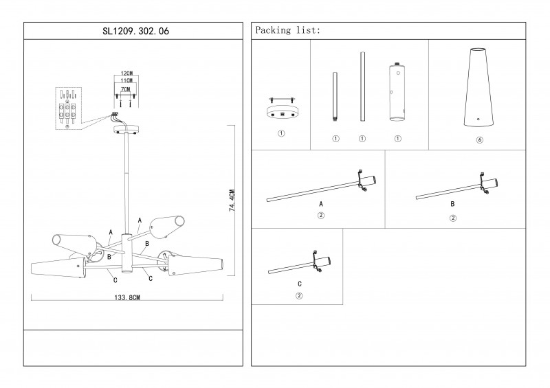 Люстра на штанге ST Luce Morave SL1209.302.06