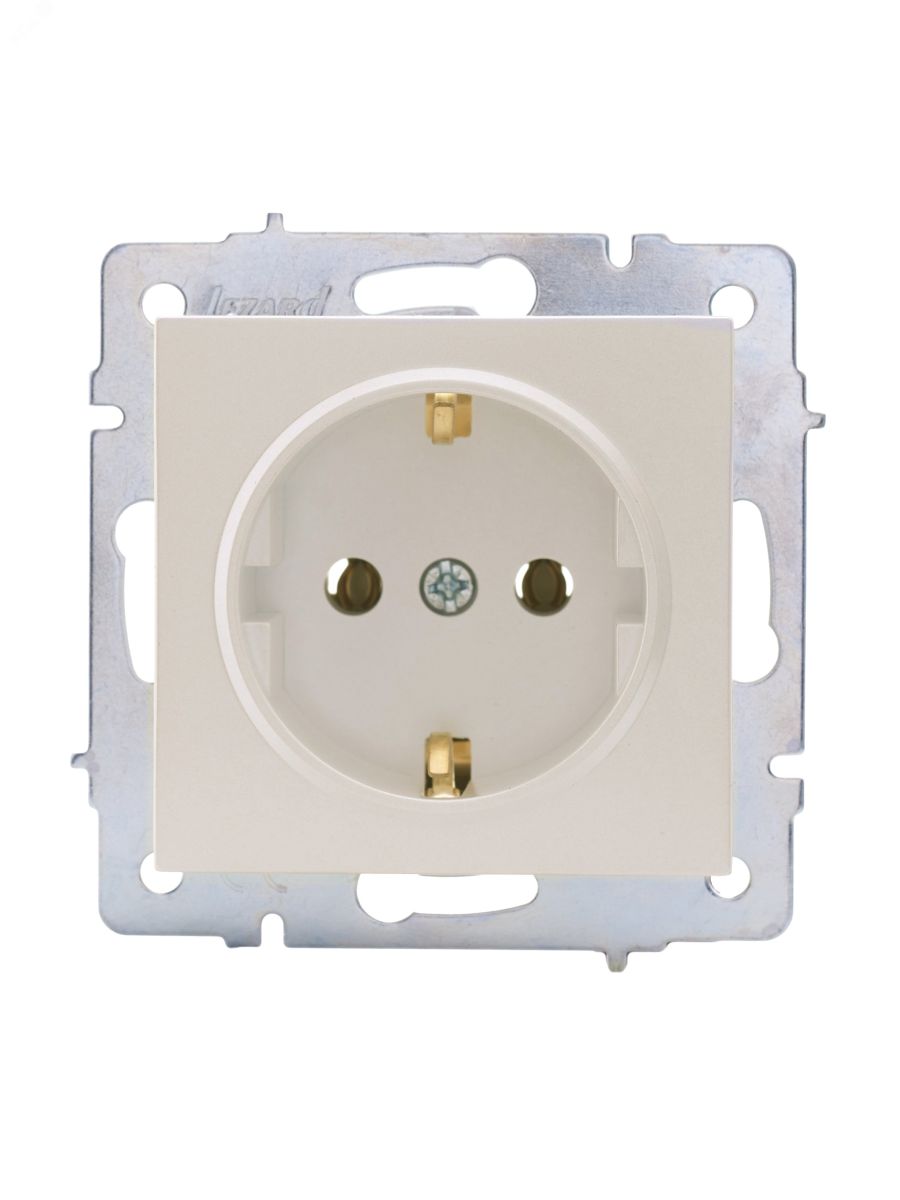 Розетка с заземлением ПБТ жемчужный Lezard Vesna 742-3088-122B