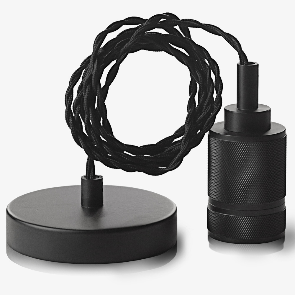 Ретро патрон с подвесом E27 Черный Sun Lumen 058-216