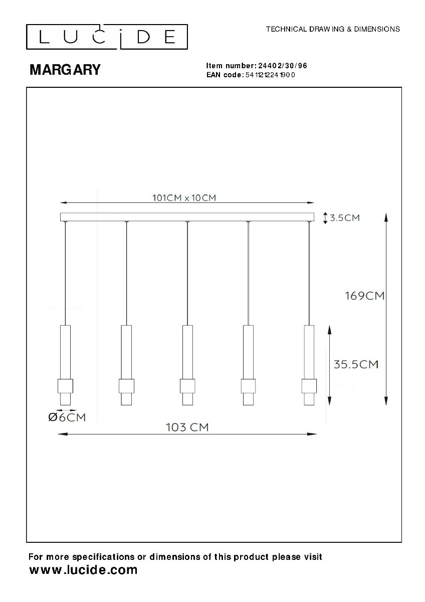 Подвесной светильник Lucide Margary 24402/30/96