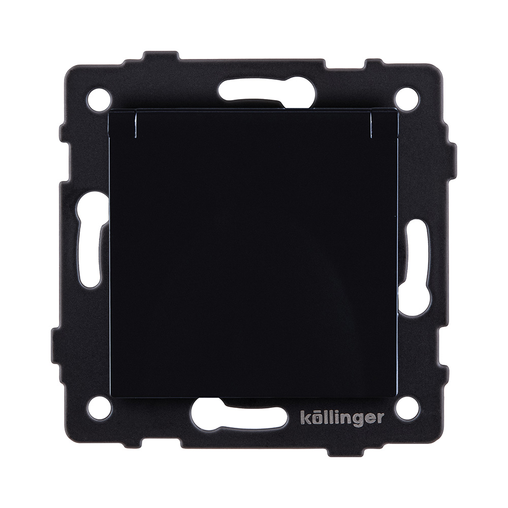 Розетка штепсельная SCHUKO 16A/250 В с крышкой, черный Kollinger REA-006BK для Aspekt, Eleganz, Reflex