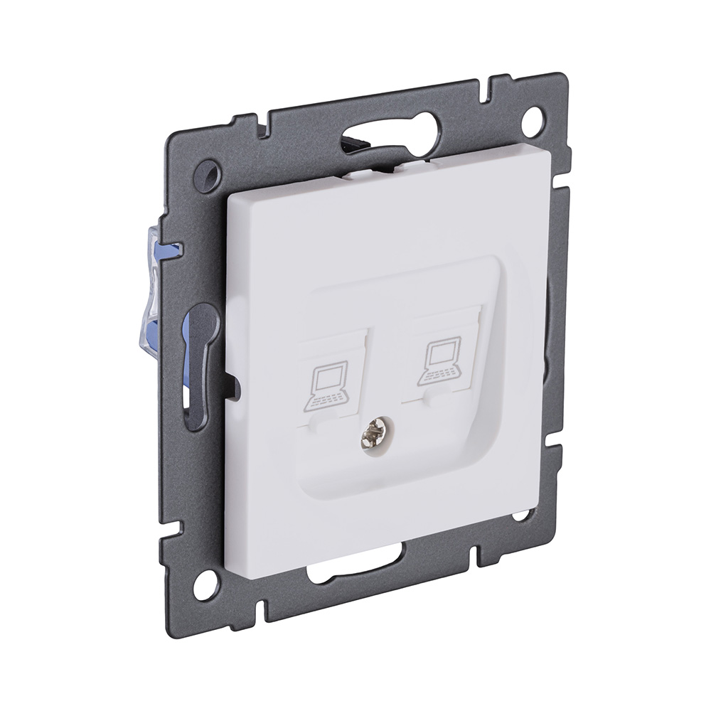 Розетка двойная Ethernet RJ45 Cat.6, белый матовый Kollinger REA-019WM для Aspekt, Eleganz, Reflex