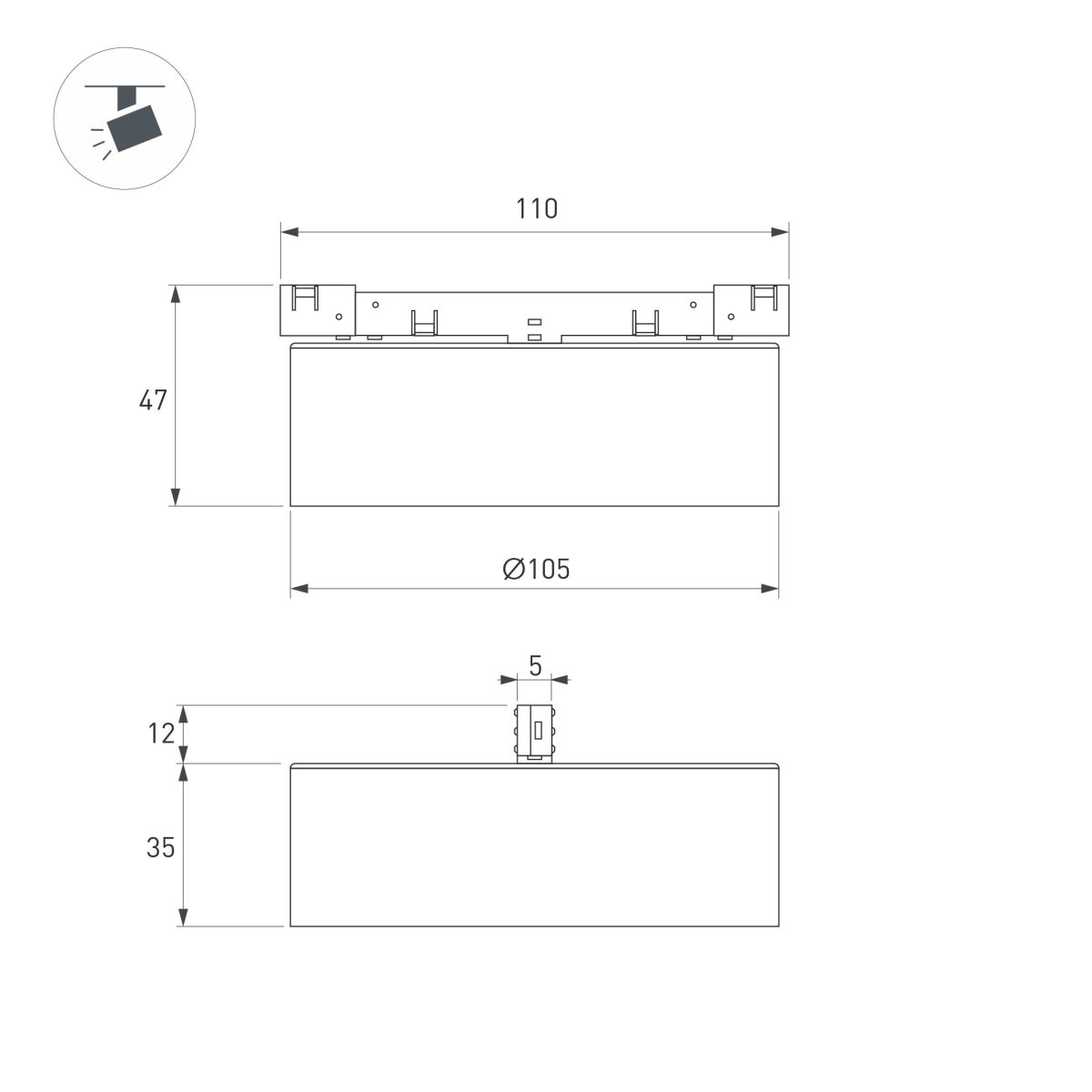 Трековый магнитный светильник Arlight MAG-MICROCOSM-RONDO-R105-10W Day4000 (WH, 90 deg, 24V) (IP20 Металл) 051823