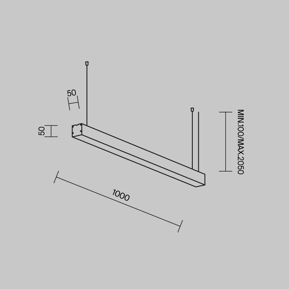 Линейный подвесной светильник Maytoni Technical 4000K 50x50 (Серебро, 1 м) LL312020