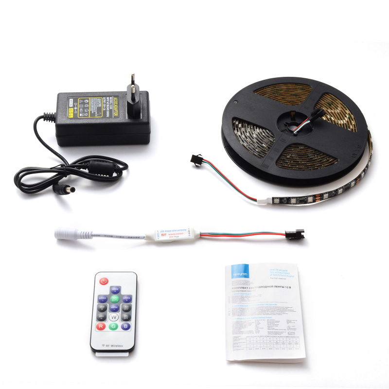 Комплект цифровой светодиодной ленты Apeyron 12В 5050 14,4Вт/м RGB 5м IP65 87ЦЛ