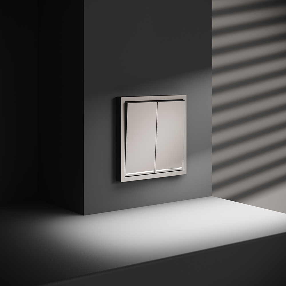 Выключатель двухклавишный с подсветкой Voltum S70 VLS020203 (кашемир)