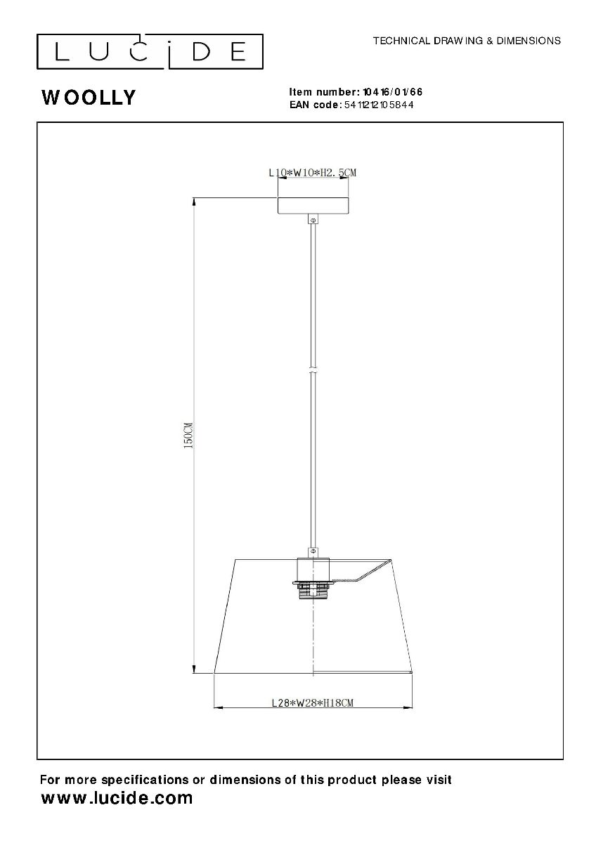 Подвесной светильник Lucide Woolly 10416/01/66