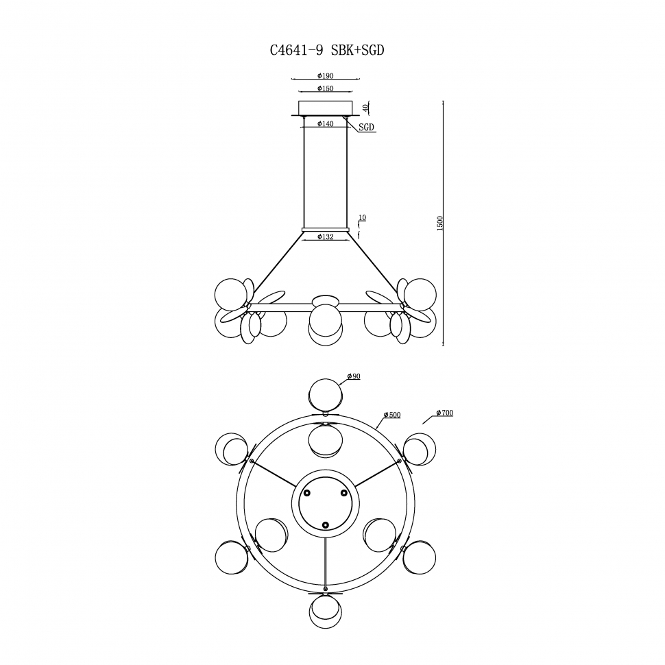 Подвесная люстра iLedex Savage C4641-9 MBK+SGD