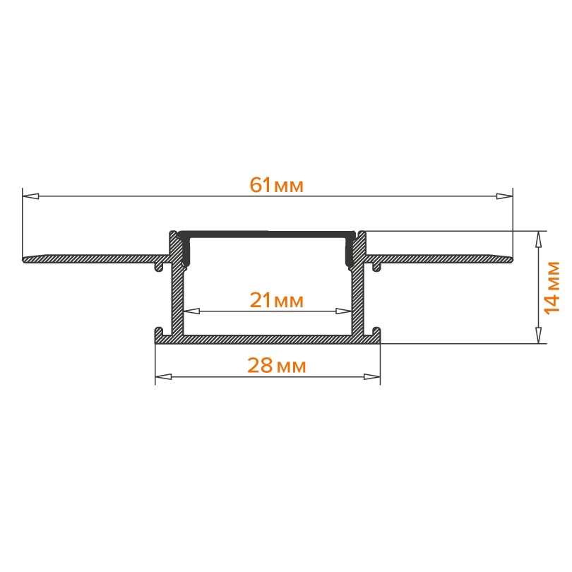 Профиль встраиваемый Wolta WAP-I-61/14/3000-A