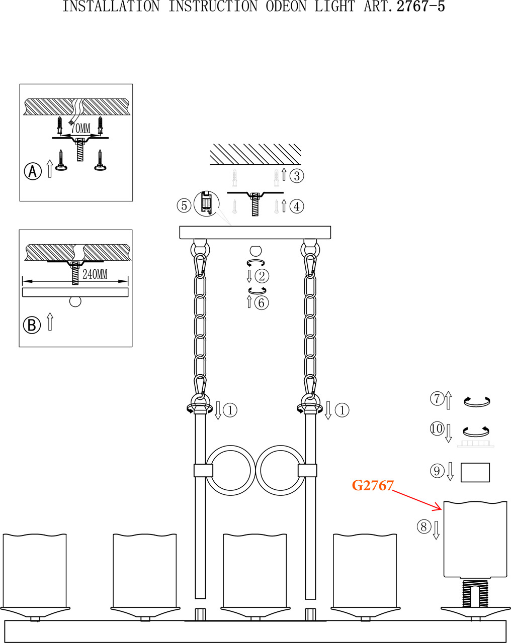 Подвесная люстра Odeon Light Fabo 2767/5