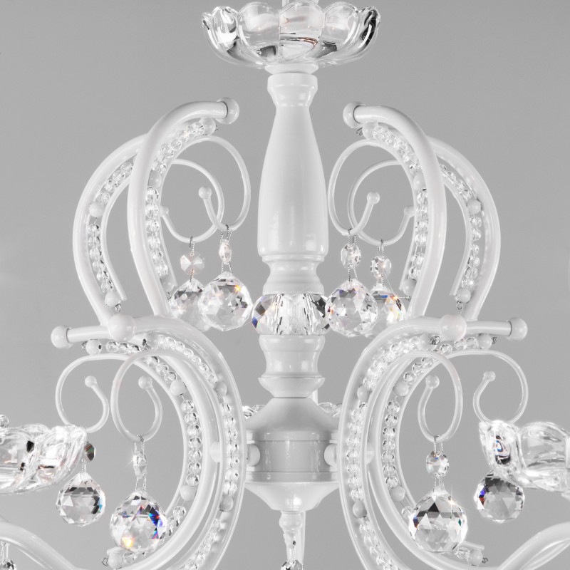 Подвесная люстра Eurosvet 10107/5 глянцевый белый/прозрачный хрусталь Strotskis