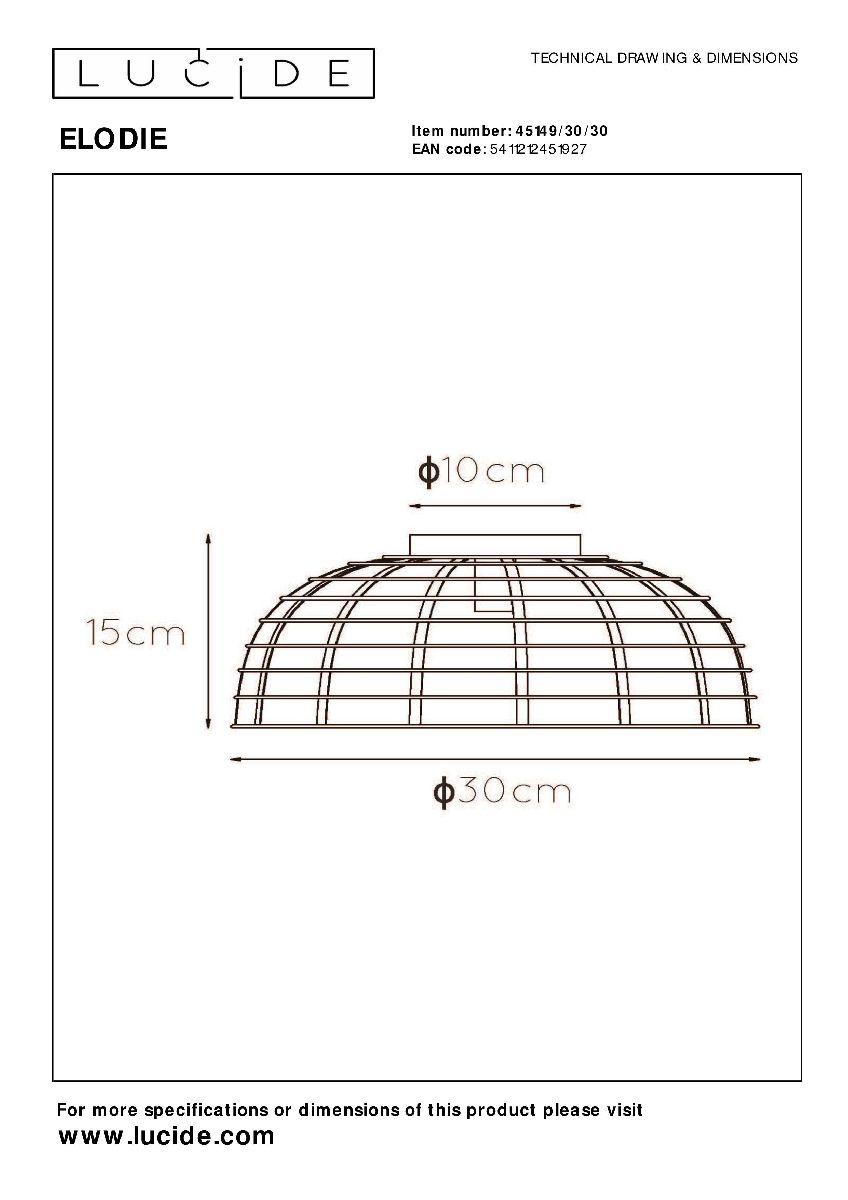 Потолочный светильник Lucide Elodie 45149/30/30