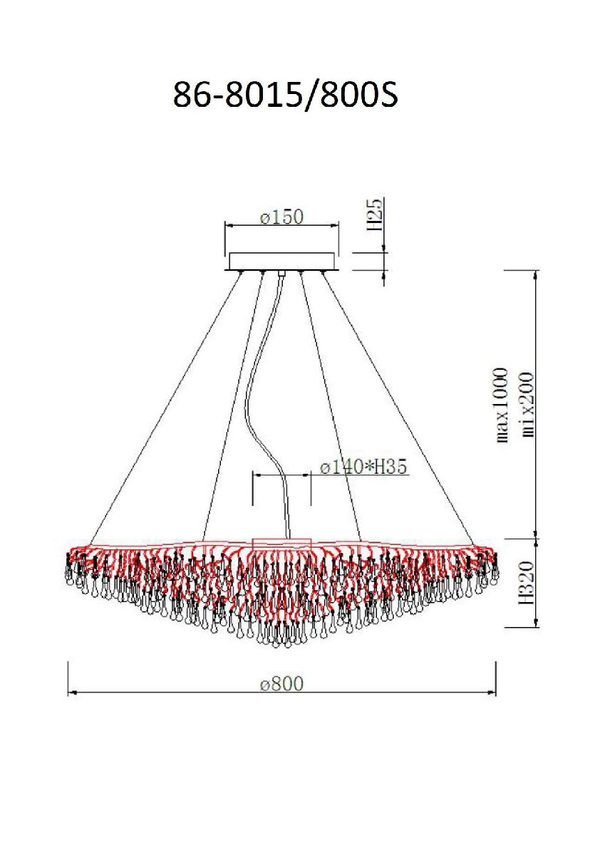 Подвесная люстра Garda Decor 86-8015/800S