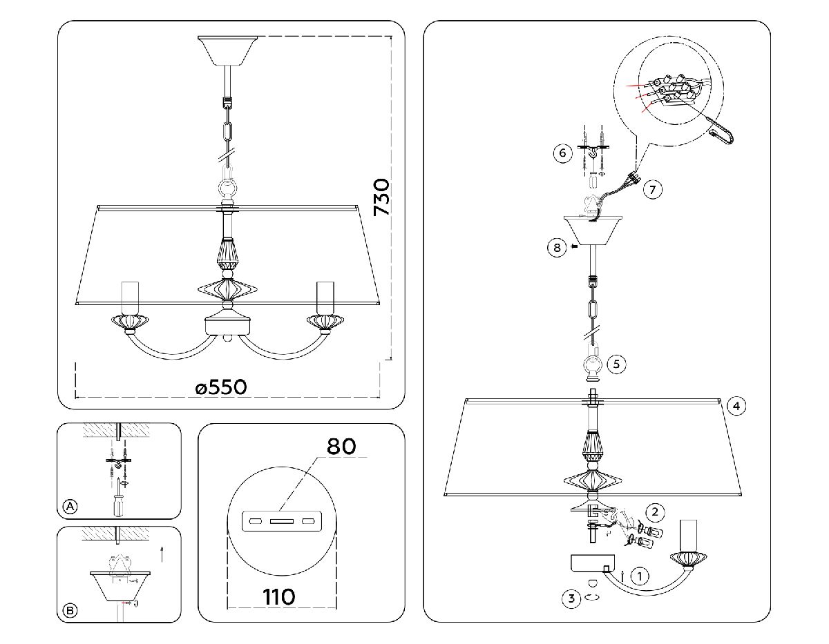 Подвесная люстра Ambrella Light High Light Ceramo Classic LH75021