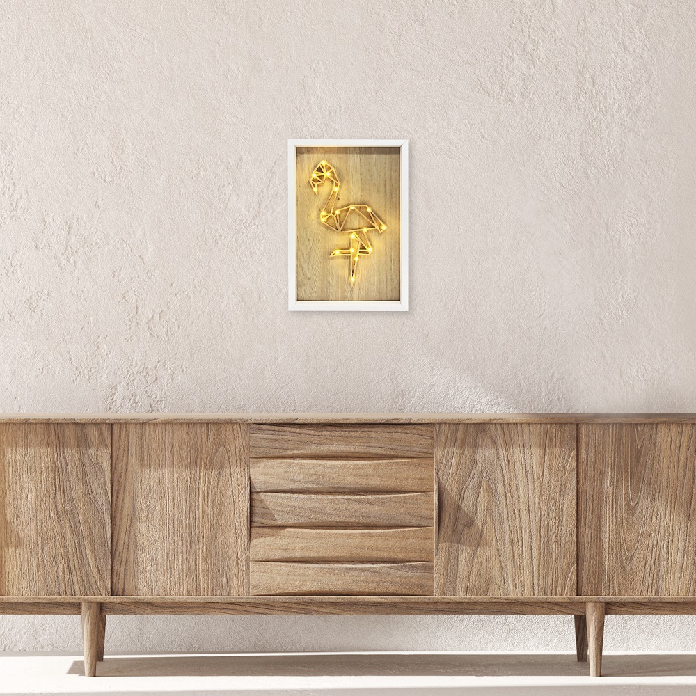 Светодиодный ночник Apeyron Фламинго теплый белый 2хАА МДФ 12-178