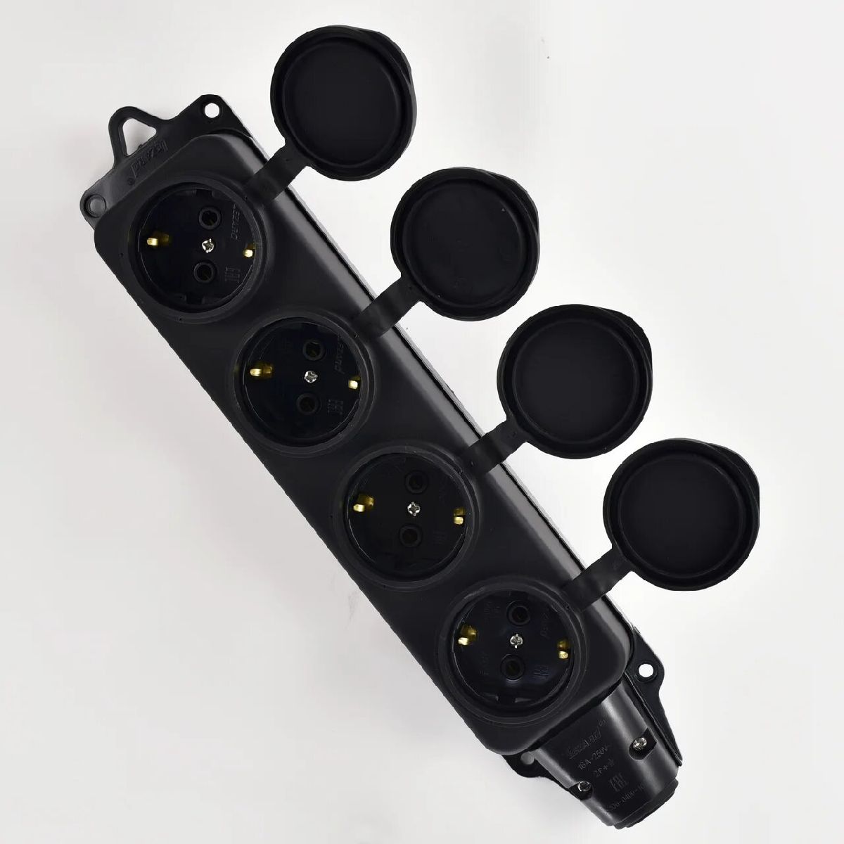 Розетка наружная четырехместная с заглушками Lezard Каучук 106-0400-0107/107