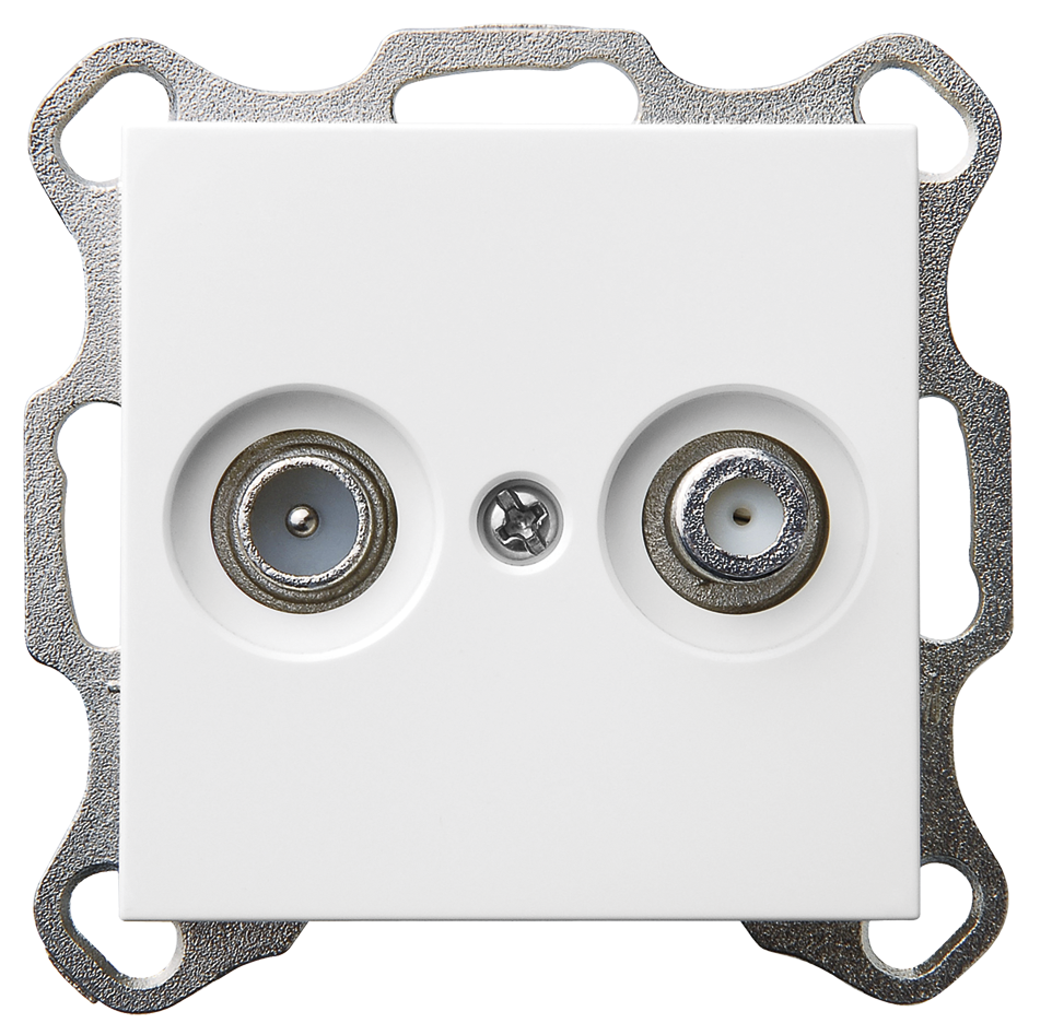 Розетка TV-FM Jasmart оконечная с накладкой белый глянцевый G6204W