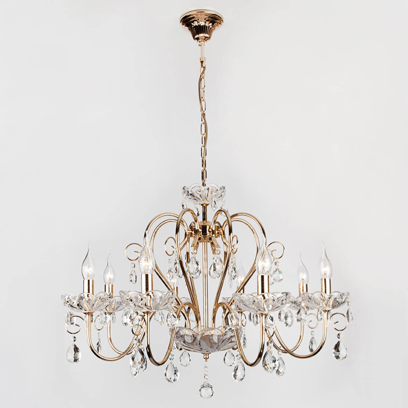 Подвесная люстра Eurosvet 3570/8 золото/прозрачный хрусталь Strotskis