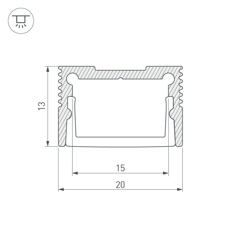 Алюминиевый профиль с экраном Arlight SL-Slim20-H13-2000 Anod+Opal 036835