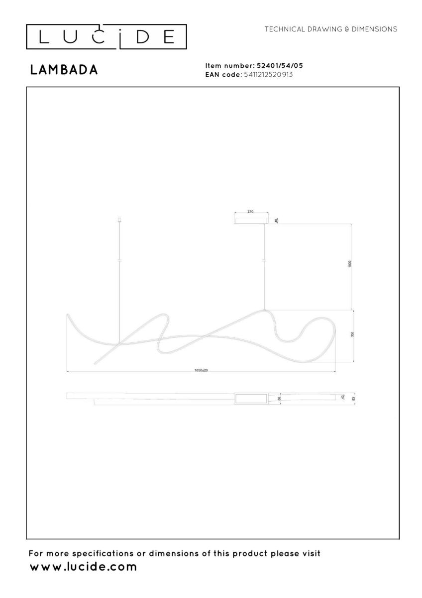 Подвесной светильник Lucide Lambada 52401/54/05