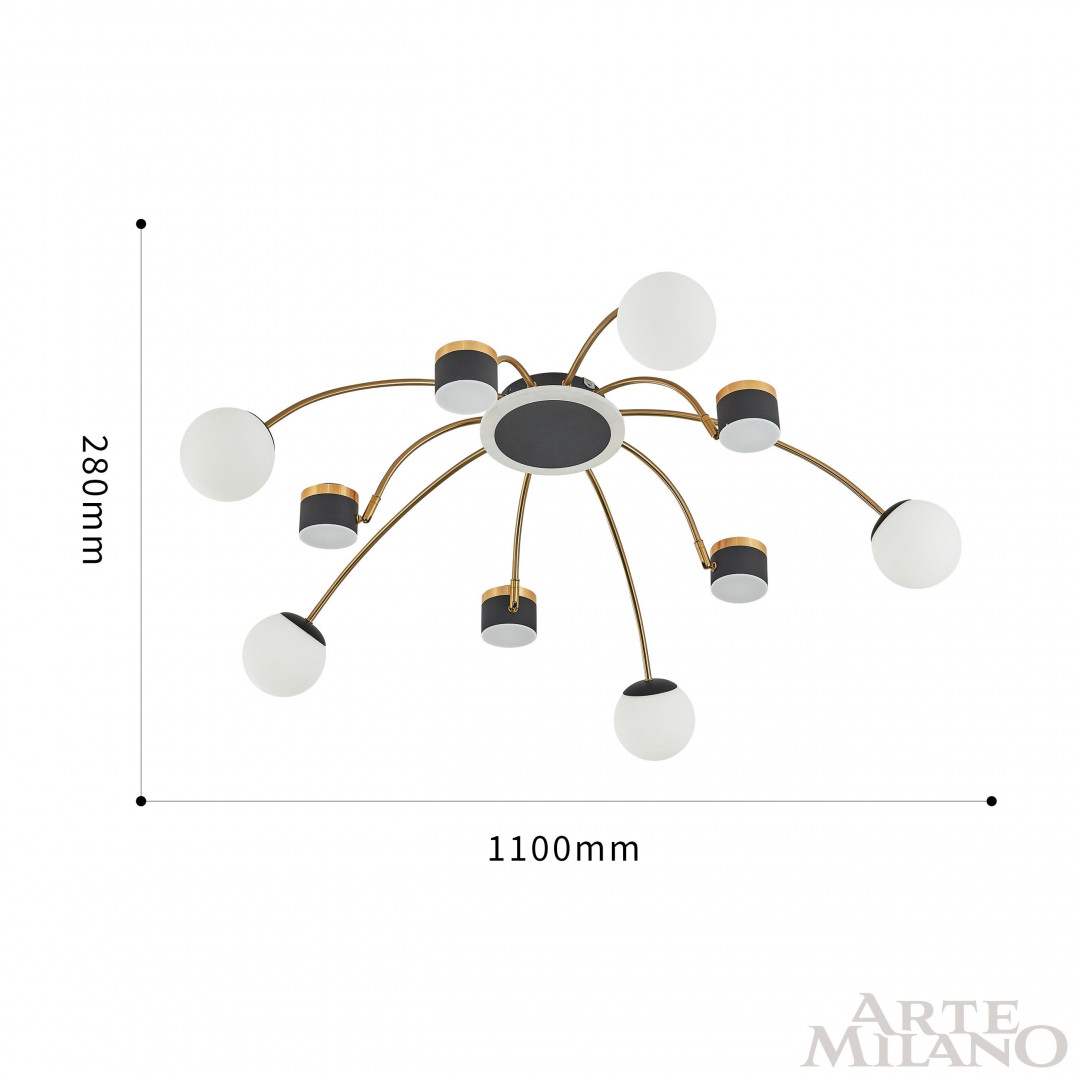Потолочная люстра Arte Milano 272040/10 BK/GD