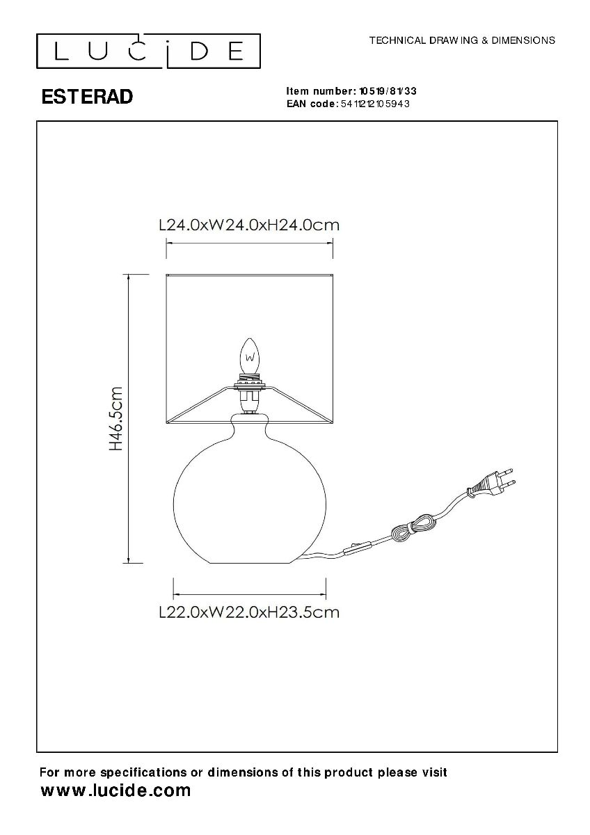 Настольная лампа Lucide Esterad 10519/81/33