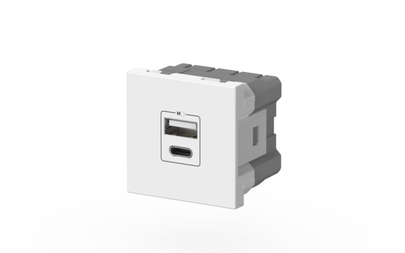 Розетка зарядного устройства Type A+C с заземлением 5V 2,4A ELBI Moda Vox 611-040232-335