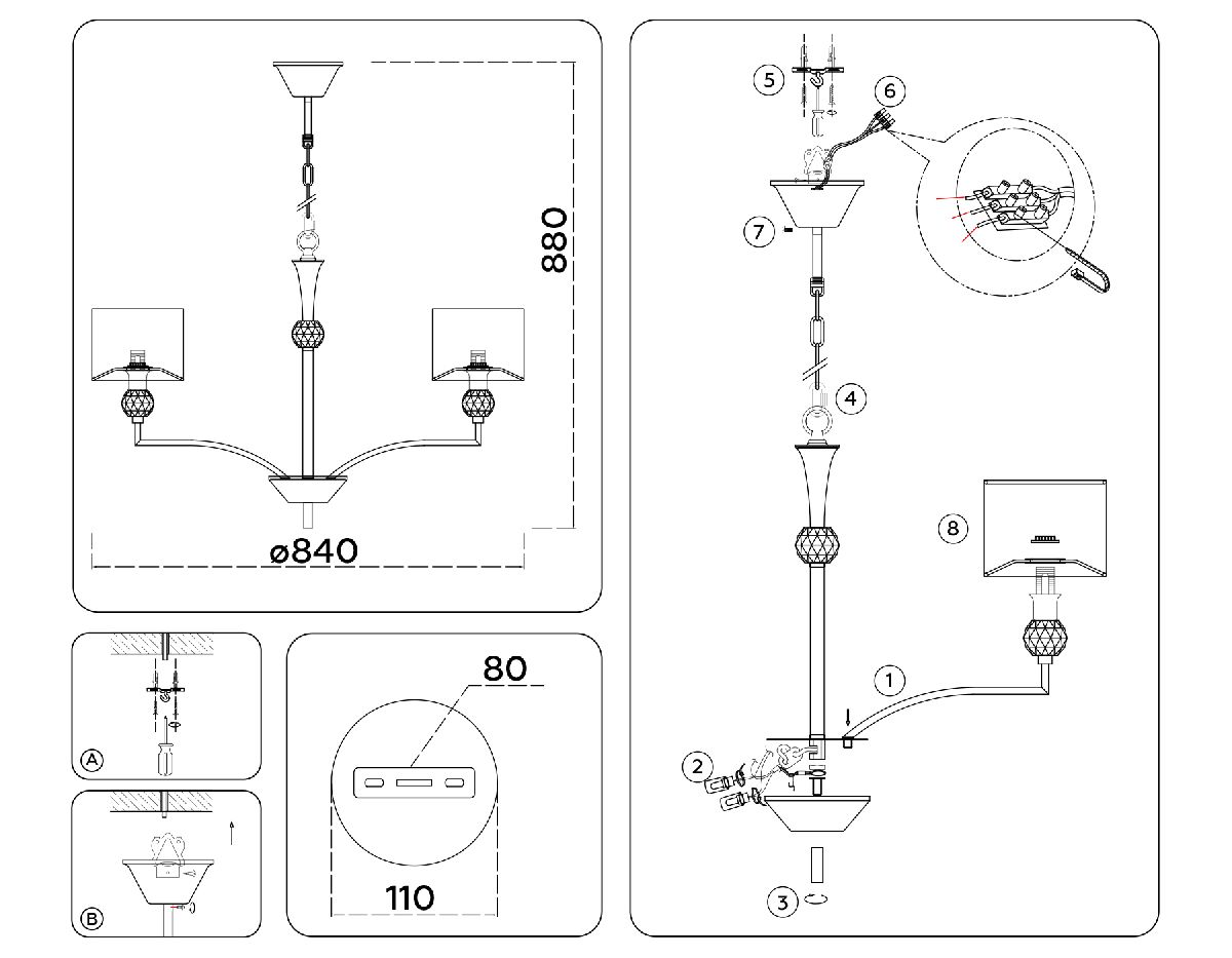 Подвесная люстра Ambrella Light High Light Classic LH71123