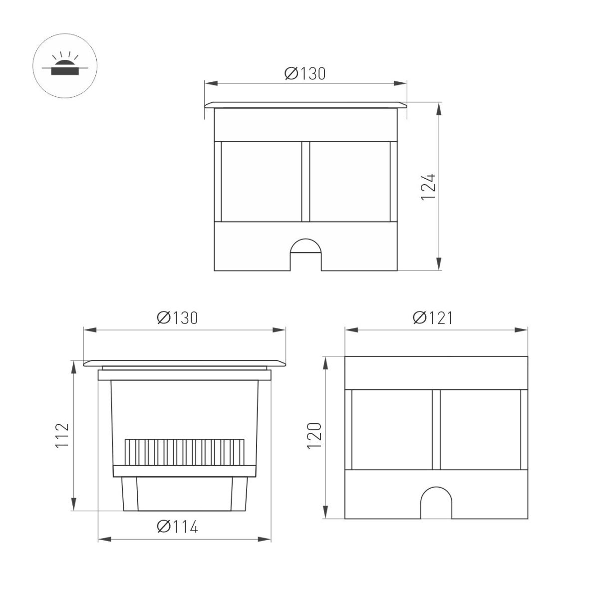 Ландшафтный светильник Arlight LTD-DAFNA-GROUND-R130-11W Warm3000 (SL, 10 deg, 230V) (IP67 Металл) 061189