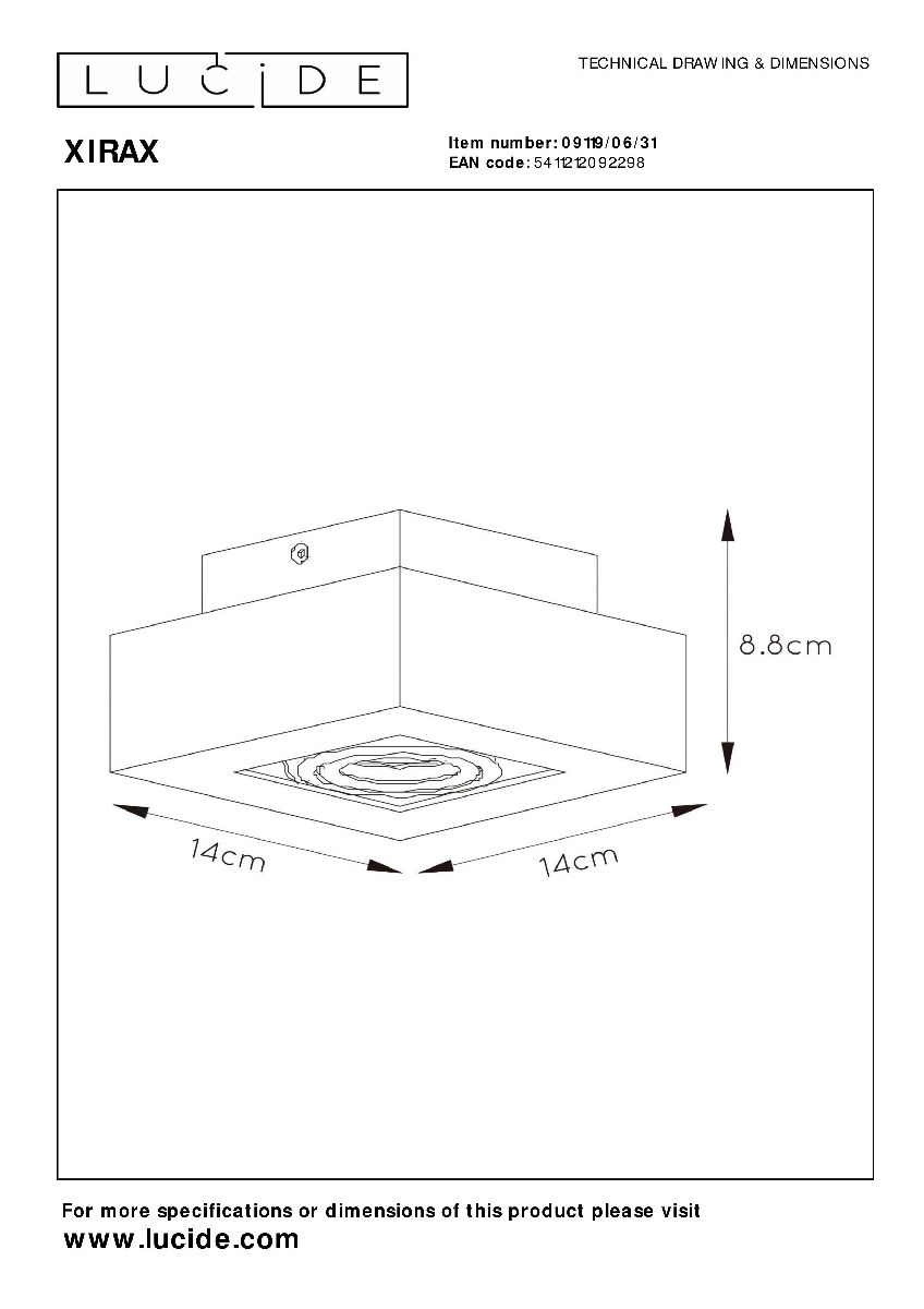 Накладной светильник Lucide Xirax 09119/06/31