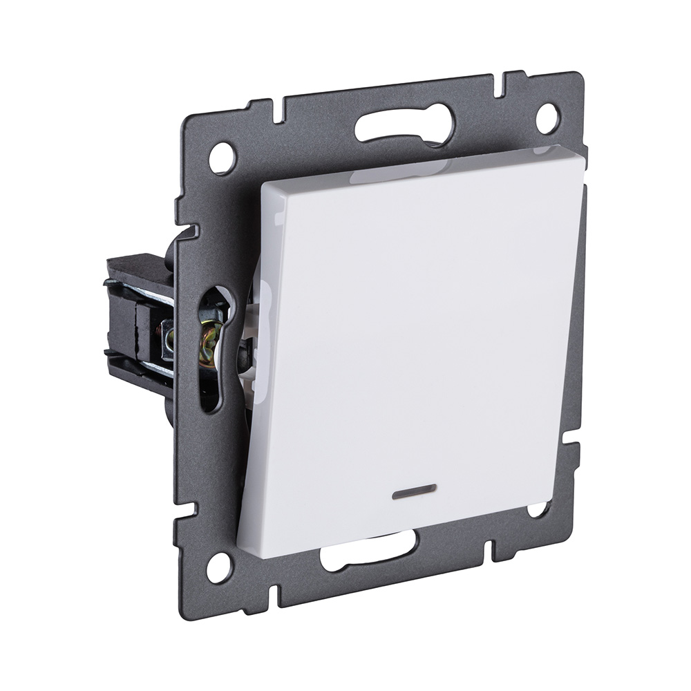 Выключатель 1-клавишный перекрестный 10А/250В с LED подсветкой, белый Kollinger REA-S-015WH для Aspekt, Eleganz, Reflex