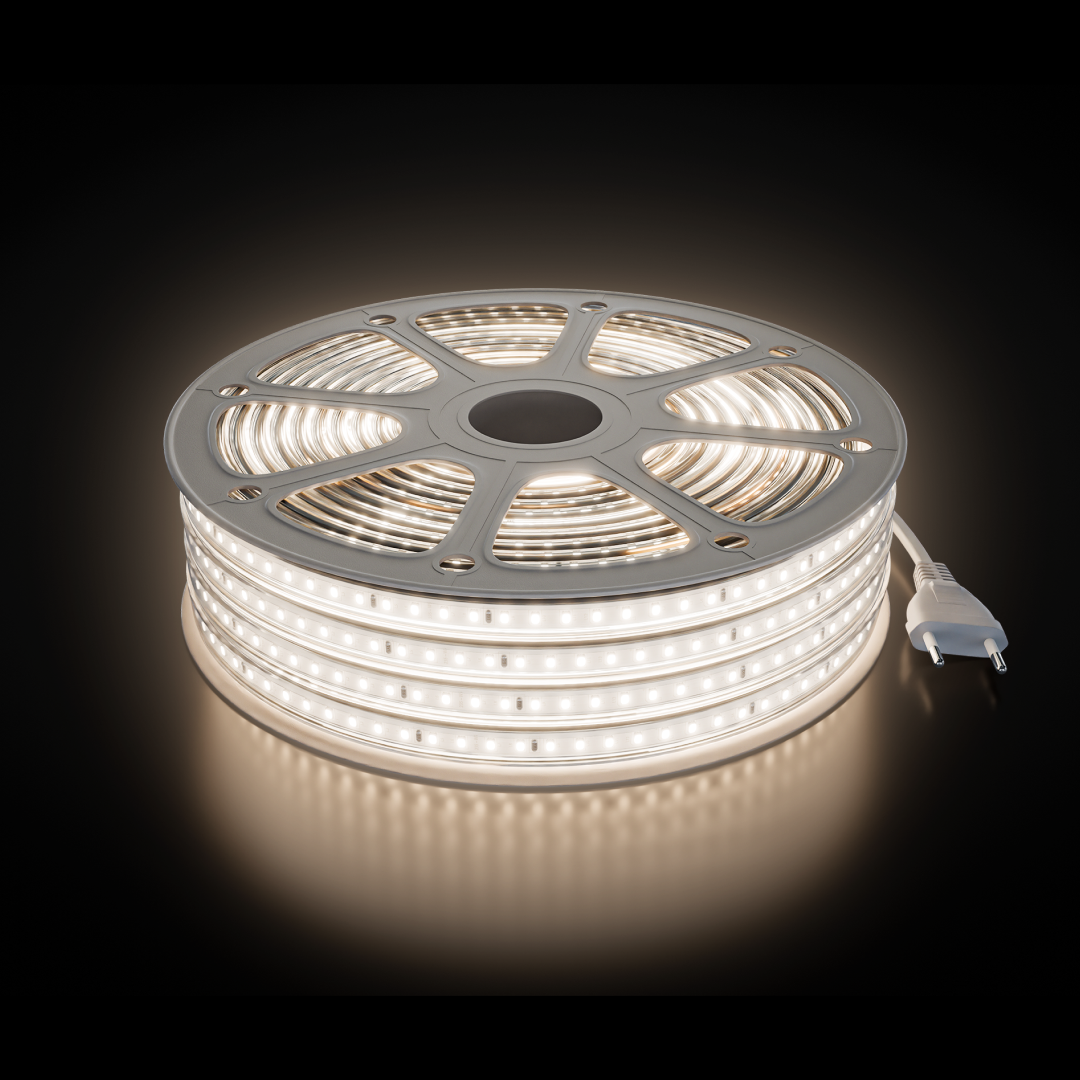 Комплект светодиодной ленты OGM 220В 6Вт/м, 400лм/м, 4000К (д/б),SMD2835, 120д/м, 15м, IP65 SL-69