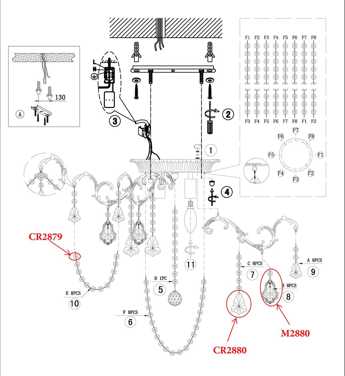 Потолочная люстра Odeon Light Gardia 2880/4C