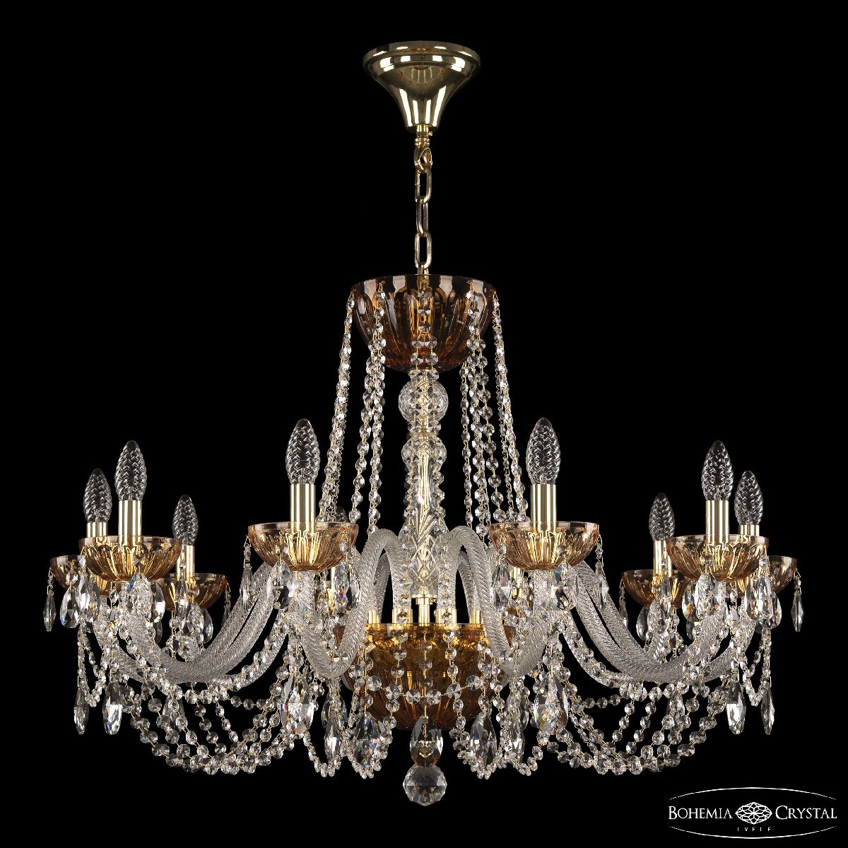 Подвесная люстра Bohemia Ivele Crystal 5402/10/300 G Amber/M-1H