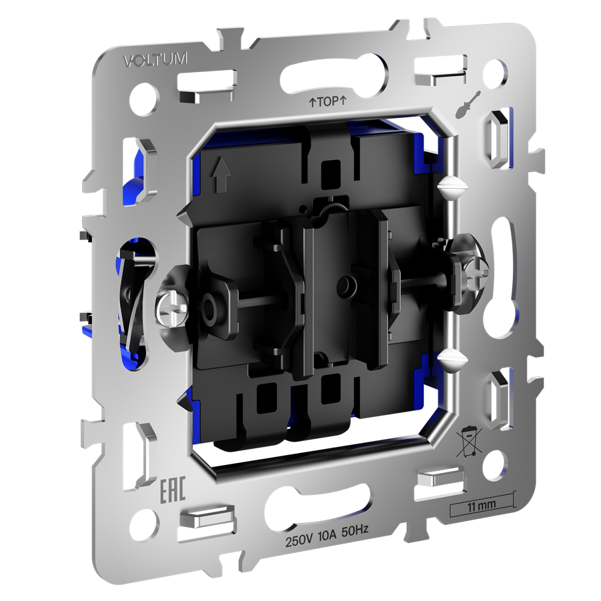 Механизм проходного переключателя одноклавишного 10А Voltum S70 VLS0103M