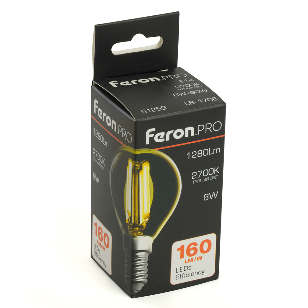 Лампа светодиодная Feron LB-1708 E14 8W 2700K 51259