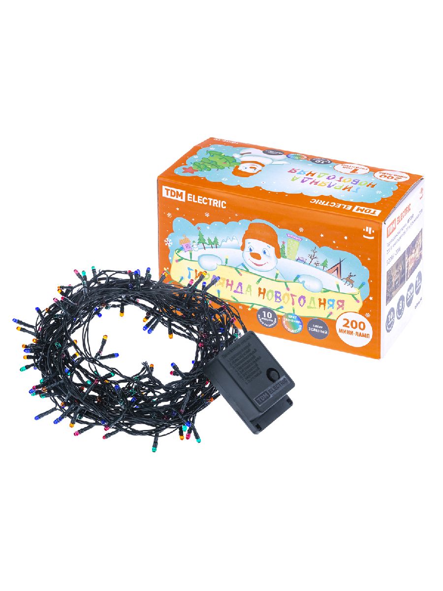 Светодиодная гирлянда TDM Electric МГ 200 220V разноцветная 8 режимов SQ0361-0006