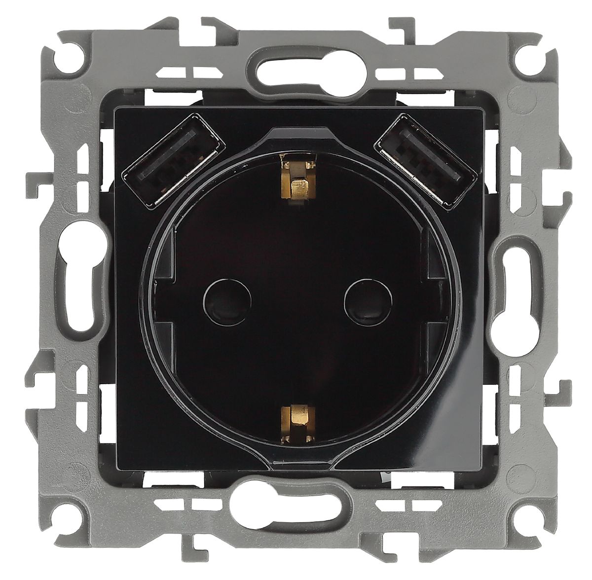 Розетка 2P+E со шторками и 2xUSB Эра 12-4109-06 Б0047845