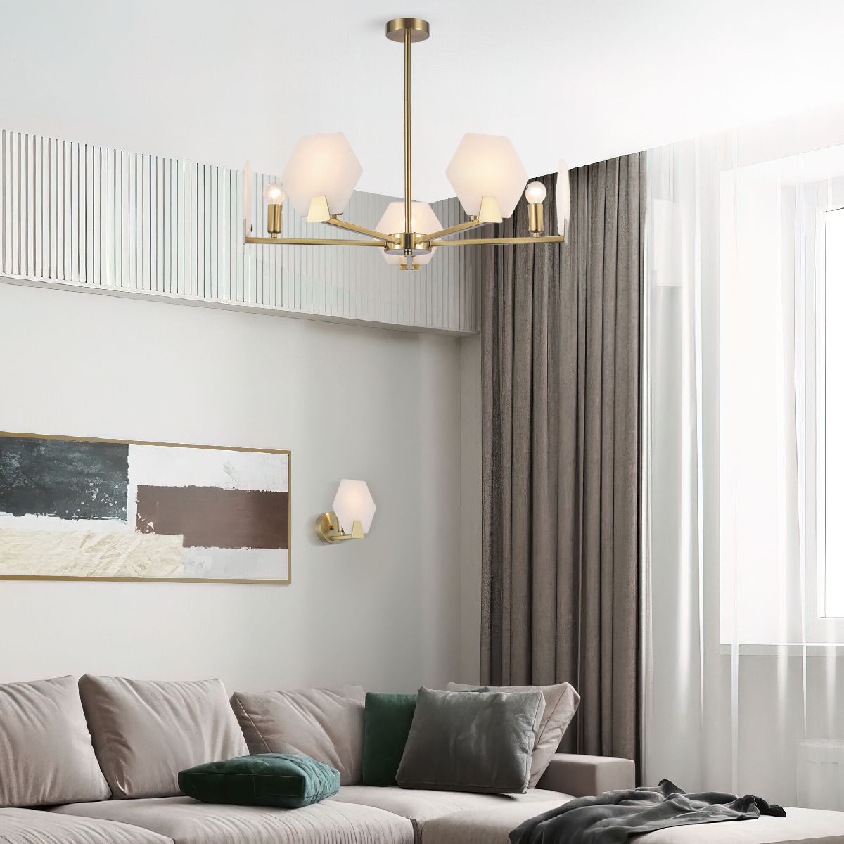 Люстра на штанге Eurosvet Marble 60158/5 латунь Smart a065049