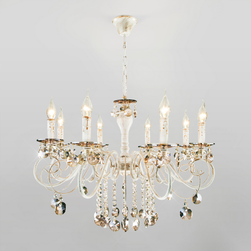 Подвесная люстра Eurosvet 10104/8 белый с золотом/тонированный хрусталь Strotskis