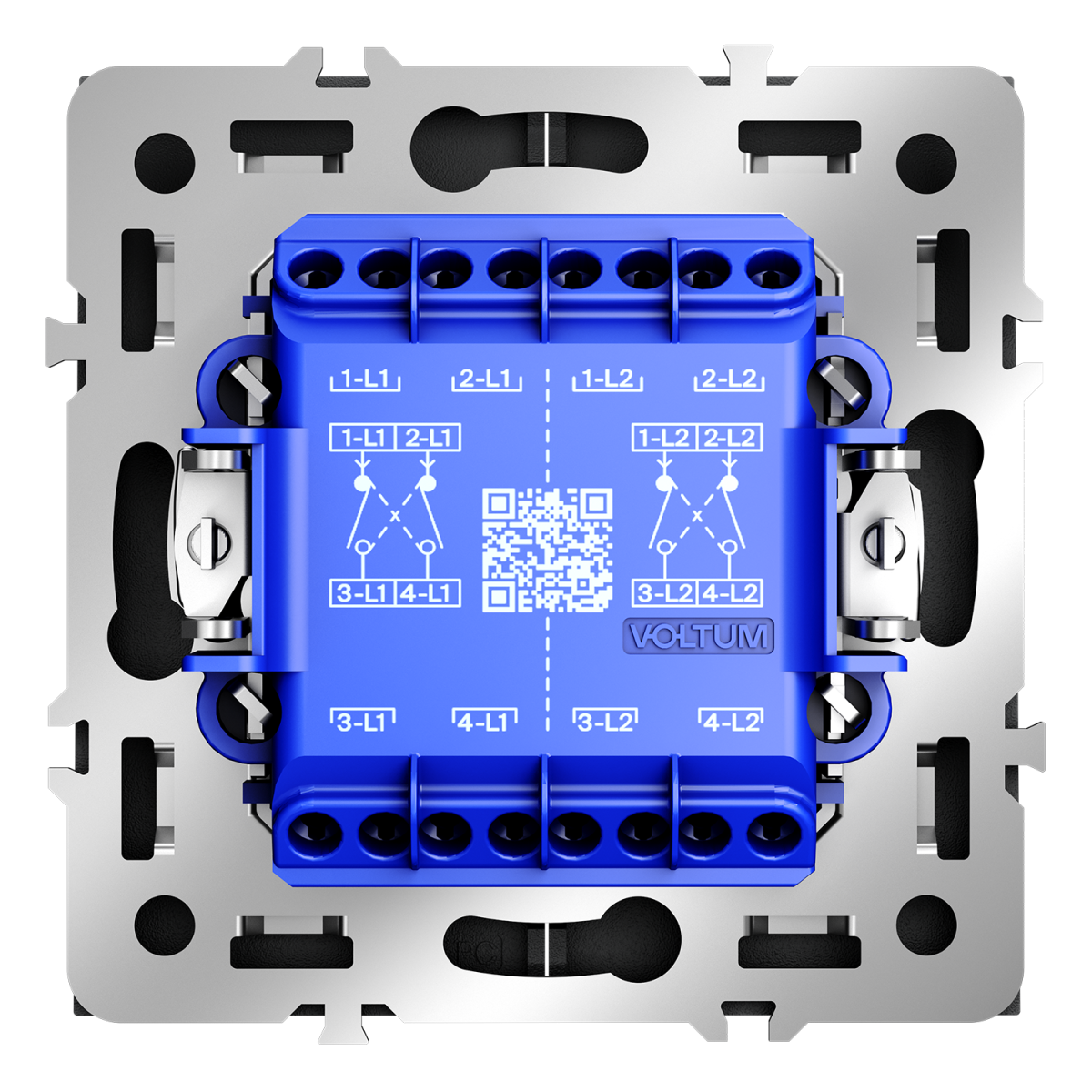Перекрестный переключатель встраиваемый Voltum S70 двухклавишный 10А, (графит) VLS020507