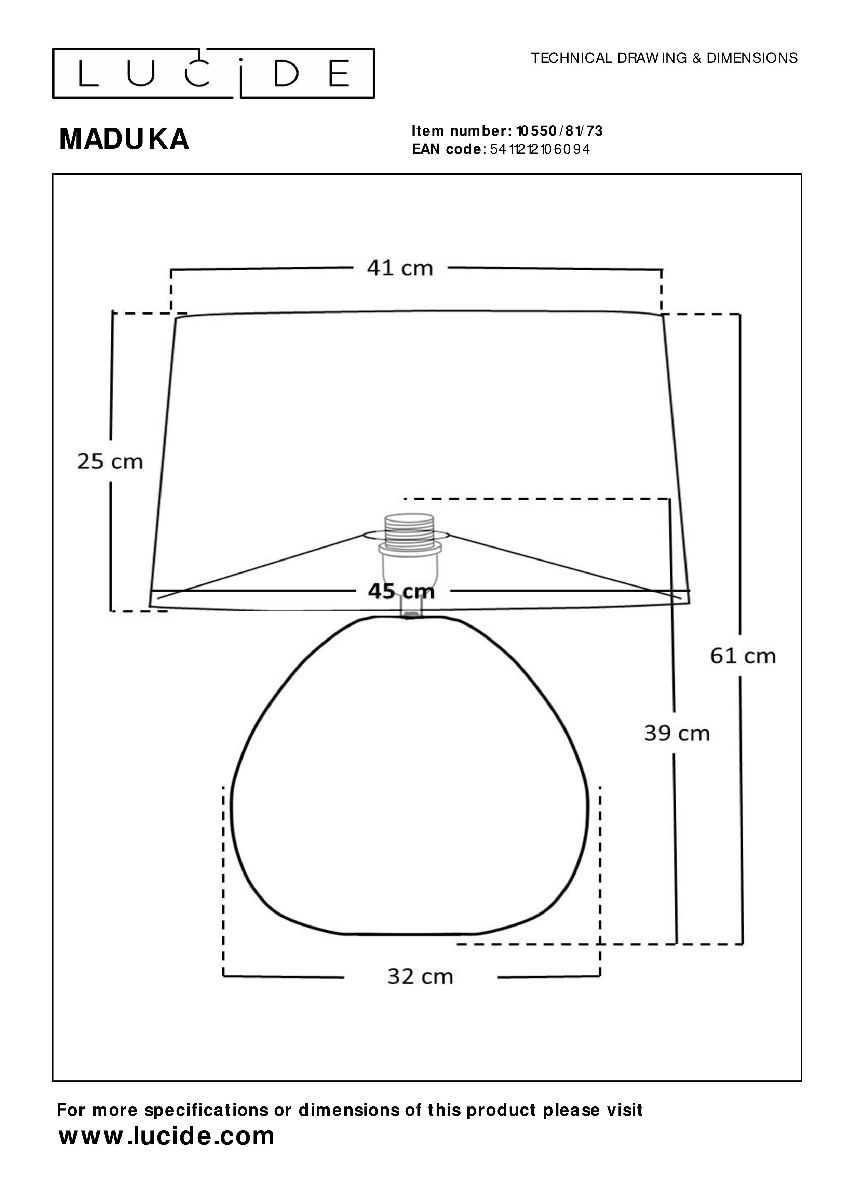 Настольная лампа Lucide Maduka 10550/81/73
