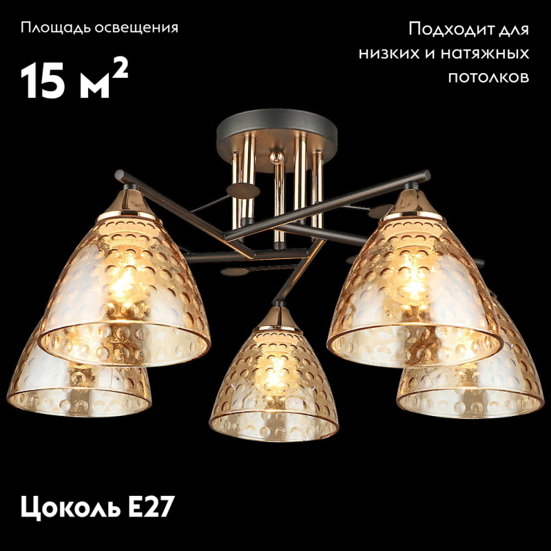 Потолочная люстра Reluce 03674-0.3-05 BK+FG